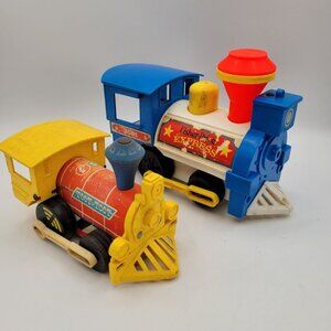 Fisher Price LOT Express Train 2581 & Toot Toot Wooden 643 Pull Toy Vintage